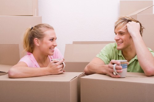 Loading household furniture into a removals van