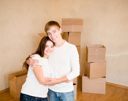 House movers handling furniture in a Churchend property with narrow access