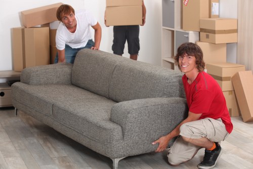 Packed household items ready for transport on moving day
