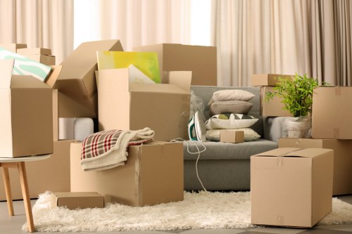Moving van transporting household furniture safely